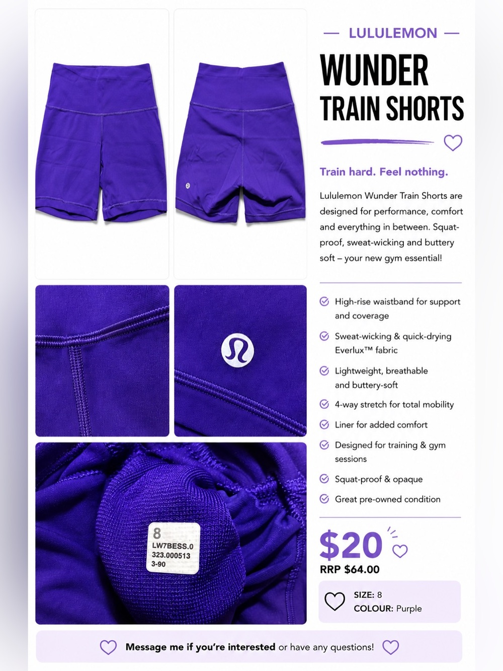 lululemon athletica Women's High-Rise Purple Athletic Shorts